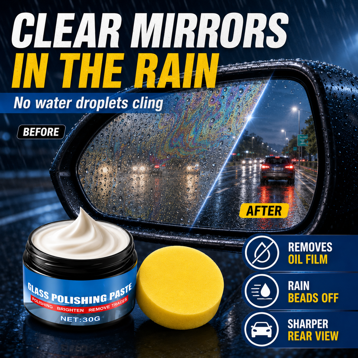 🚗Car Glass Oil Film Remover & Water Repellent Cleaner