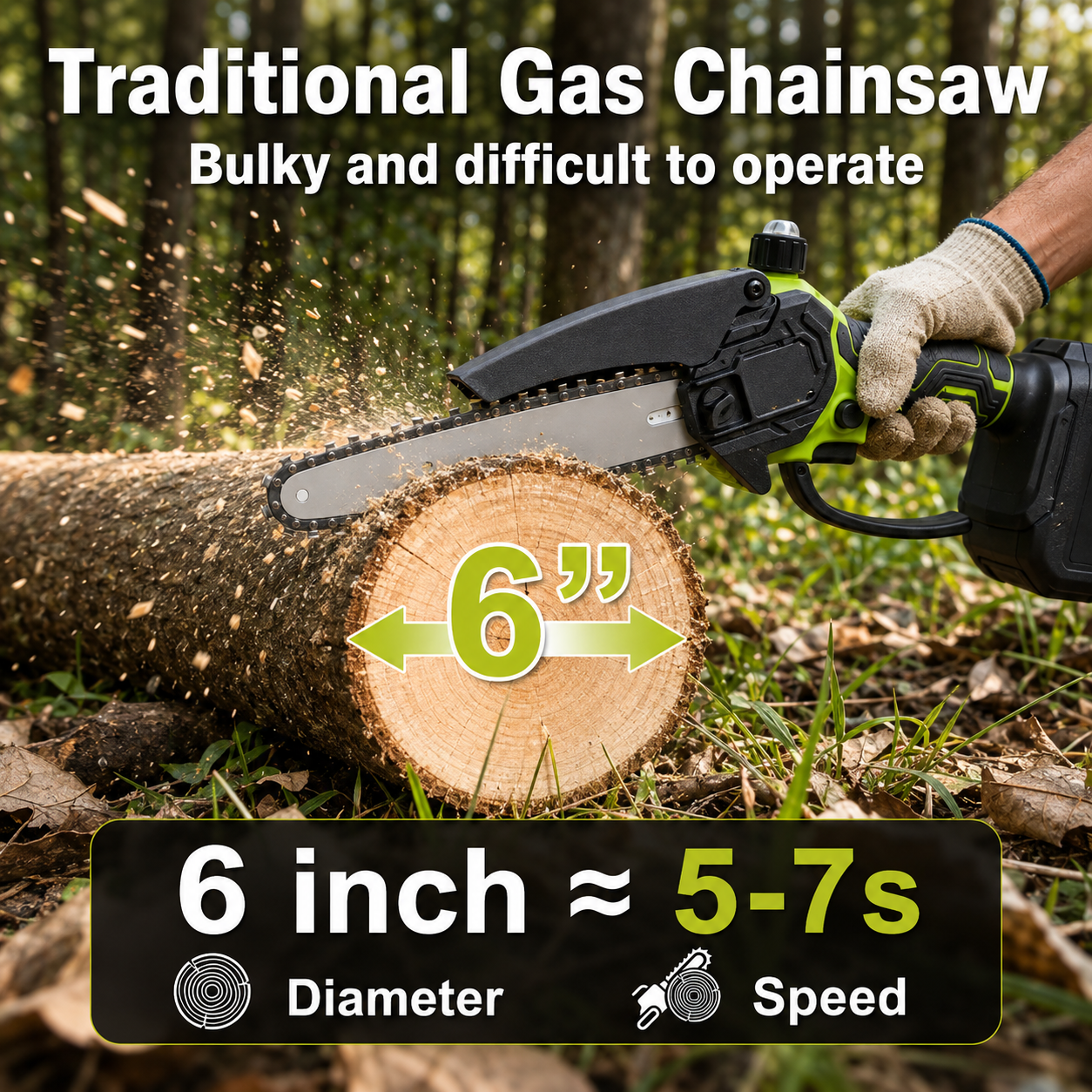 ⚡ SAVE 49% 🪚 6-Inch Cordless Mini Chainsaw 🌿 Lightweight Power for Easy Cutting