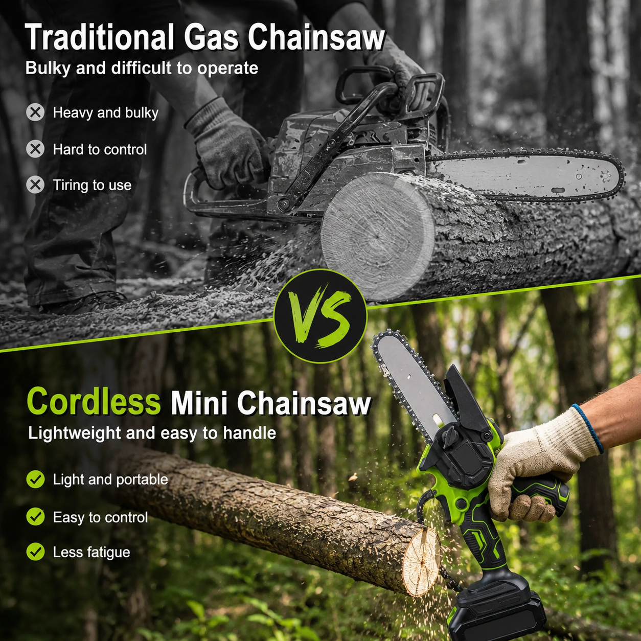 ⚡ SAVE 49% 🪚 6-Inch Cordless Mini Chainsaw 🌿 Lightweight Power for Easy Cutting