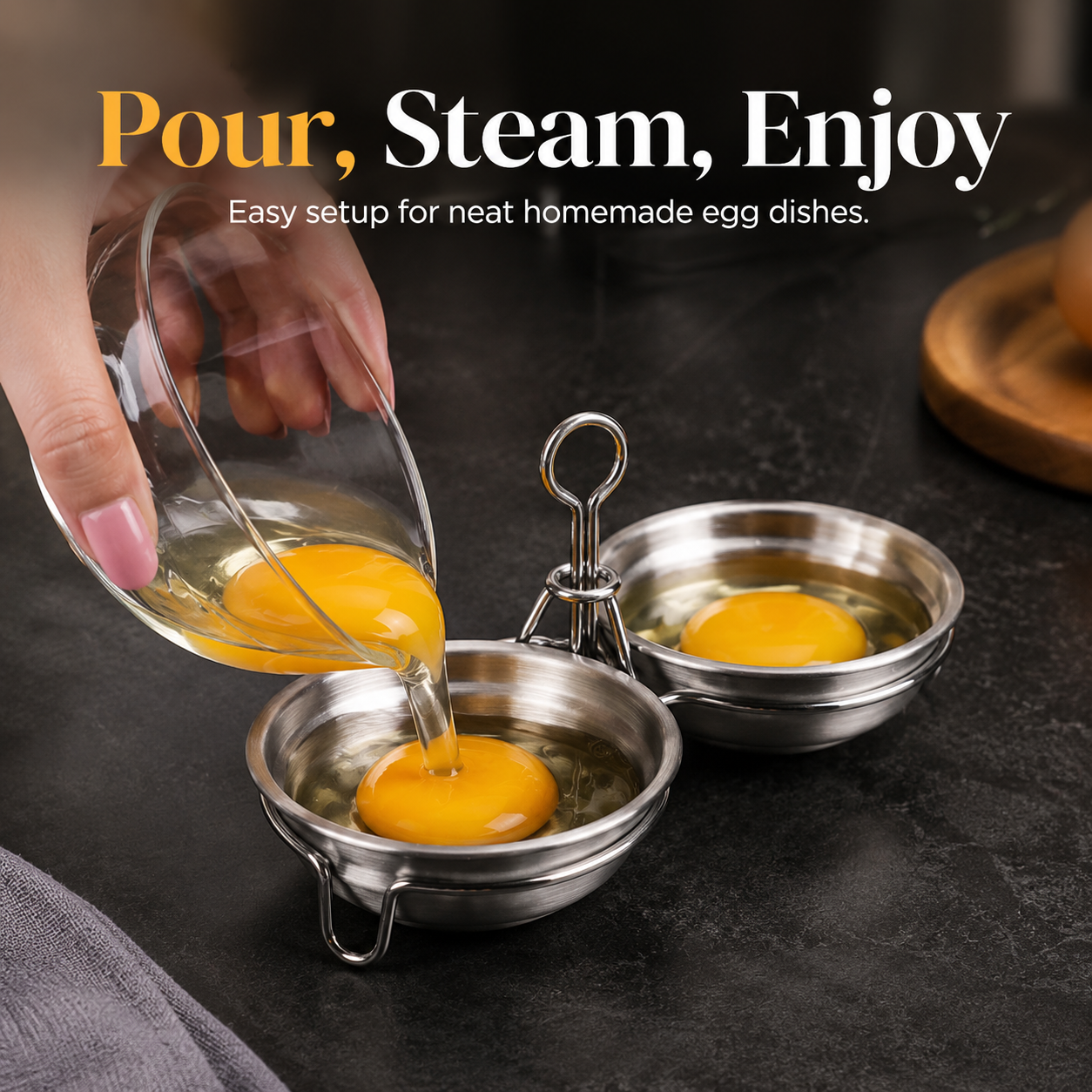 🍳 3-Cup Stainless Steel Egg Poacher – Egg Steamer Set