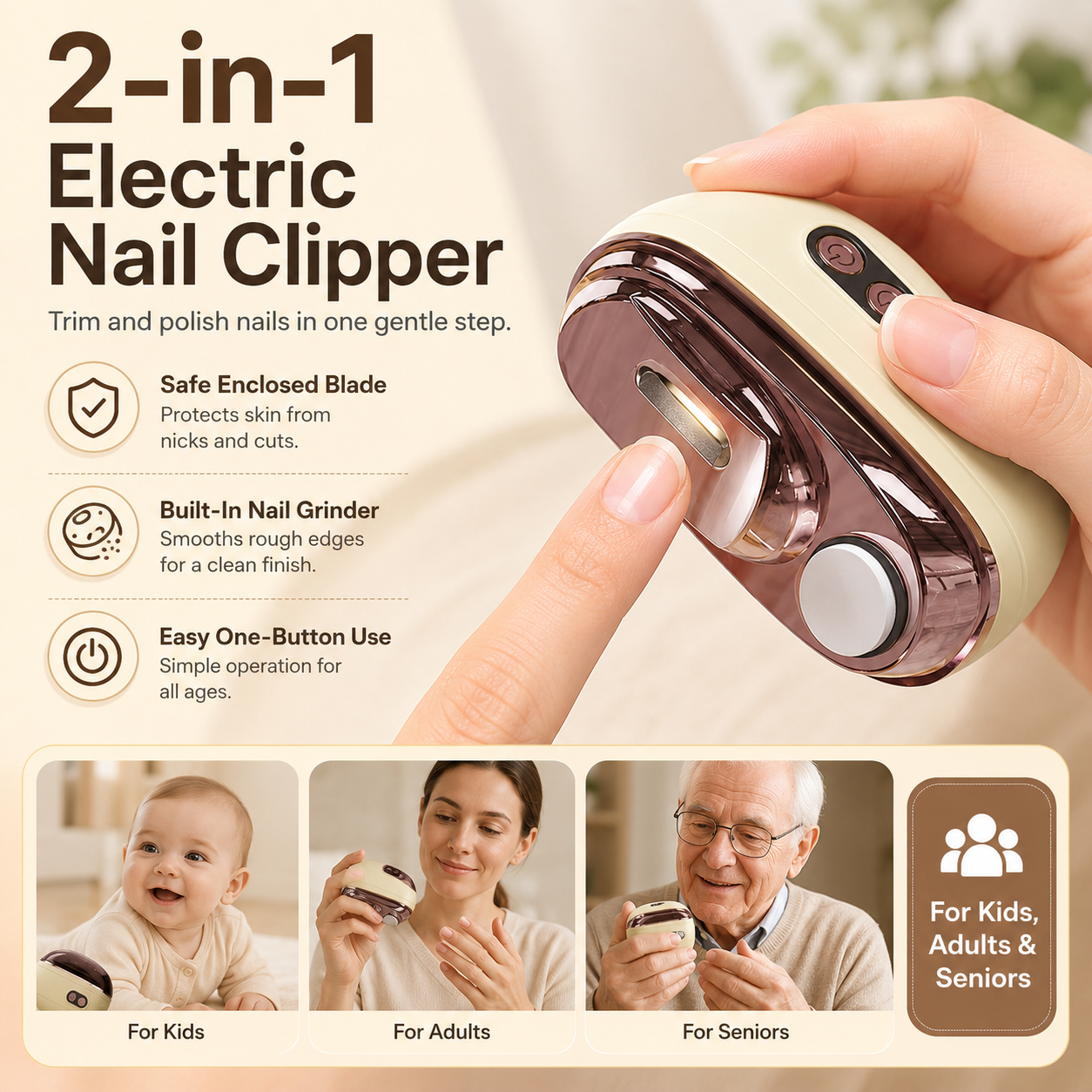 ✂️ LIMITED-TIME 50% OFF! 💅 2-in-1 Smart Electric Nail Clipper & Polisher 🌟