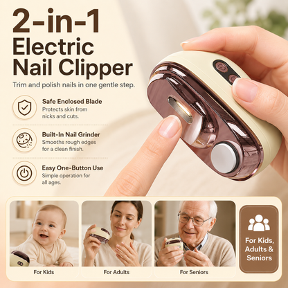 ✂️ LIMITED-TIME 50% OFF! 💅 2-in-1 Smart Electric Nail Clipper & Polisher 🌟