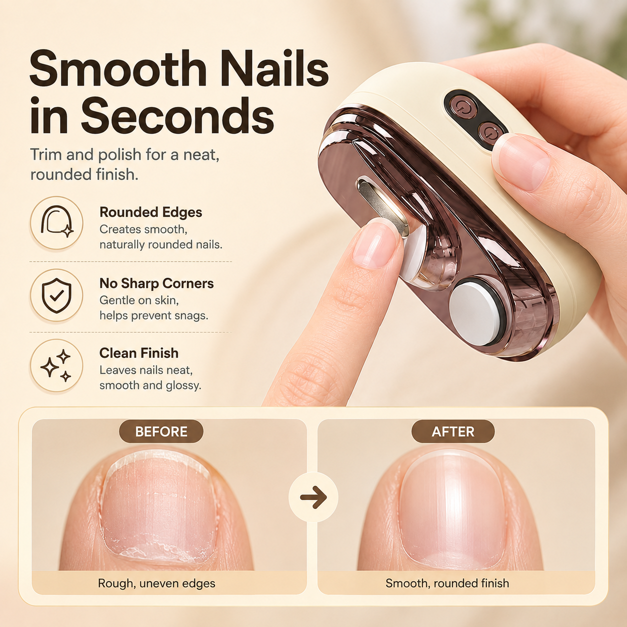 ✂️ LIMITED-TIME 50% OFF! 💅 2-in-1 Smart Electric Nail Clipper & Polisher 🌟
