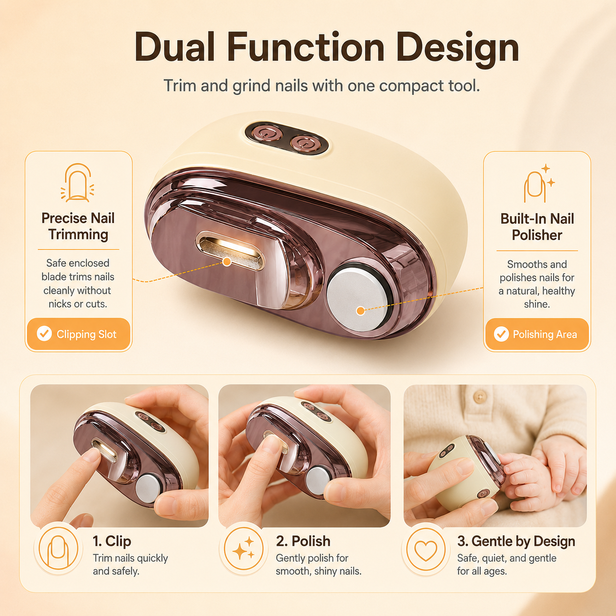 ✂️ LIMITED-TIME 50% OFF! 💅 2-in-1 Smart Electric Nail Clipper & Polisher 🌟