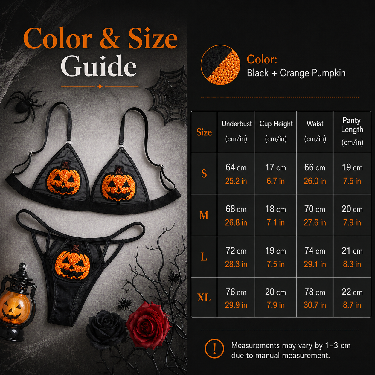 🎃 Sequin Pumpkin Sheer Lingerie Set – Halloween Two-Piece Outfit
