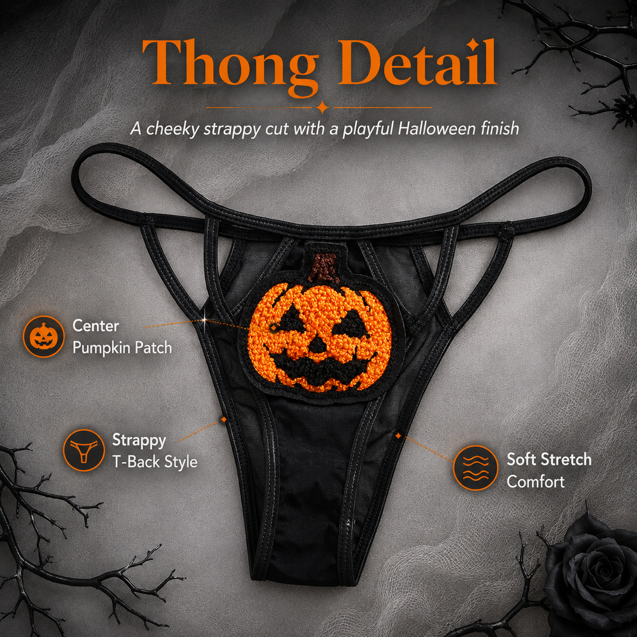 🎃 Sequin Pumpkin Sheer Lingerie Set – Halloween Two-Piece Outfit