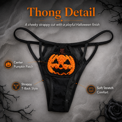 🎃 Sequin Pumpkin Sheer Lingerie Set – Halloween Two-Piece Outfit