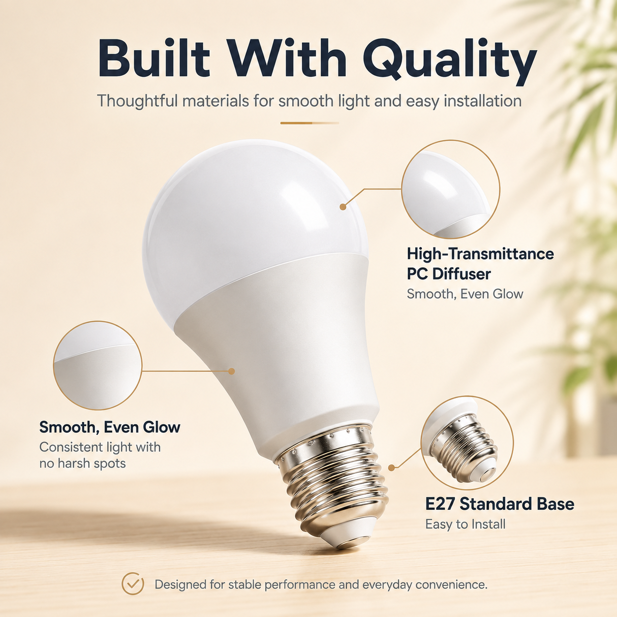Rechargeable Emergency LED Light Bulb – 60W Equivalent E26 Battery Backup Bulb for Power Outages & Camping