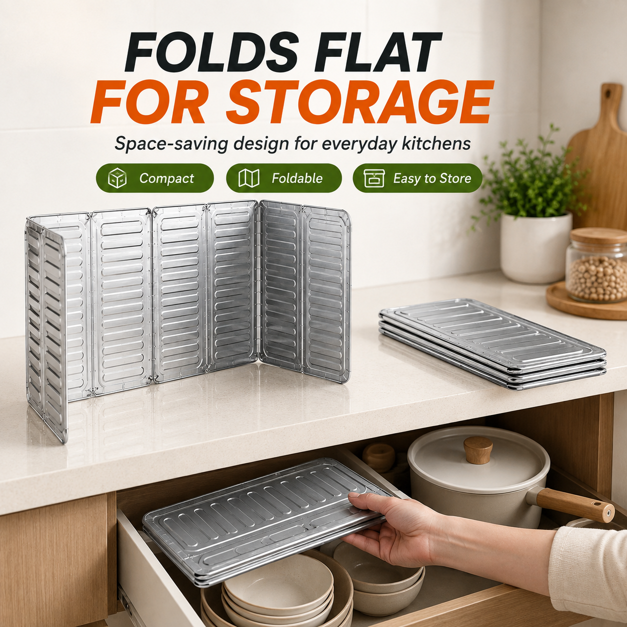 🔥🍳Foldable aluminum foil splatter shield✨ - 👩‍🍳add a protective barrier to your cooking area!🛡️