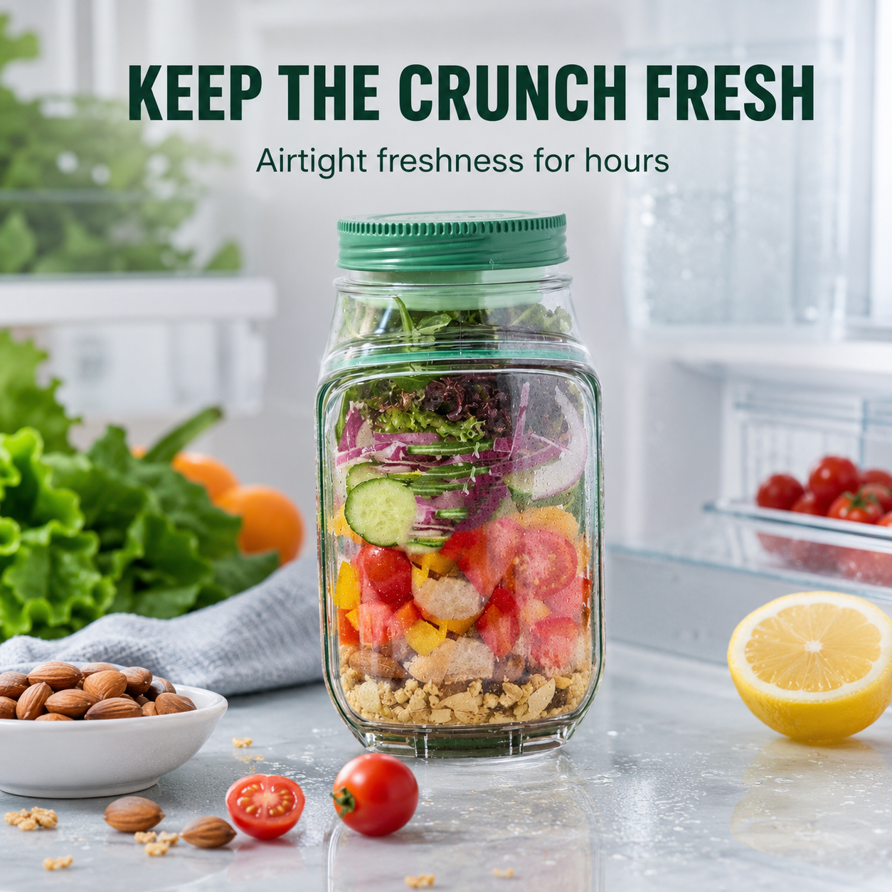 🥗 50% OFF Side-Opening Airtight Salad Jar – Fresh Layers Ready To Go