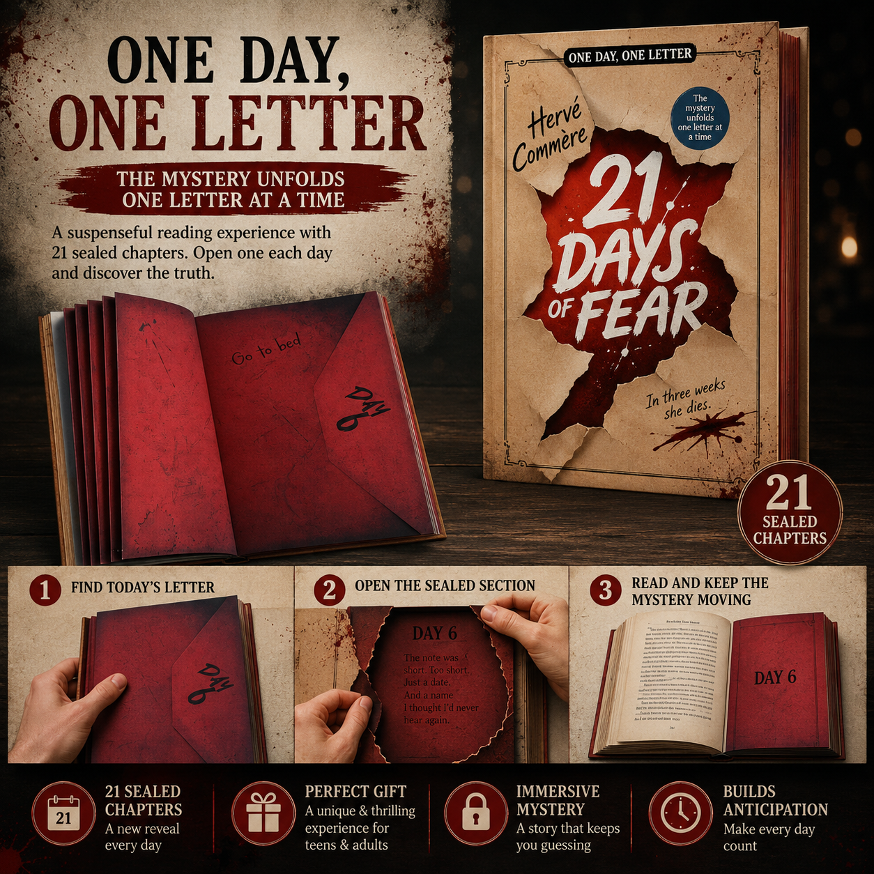 🎄📖 21 Days of Fear – Interactive 21-Day Mystery Advent Calendar Book with Sealed Daily Chapters 🔐😱