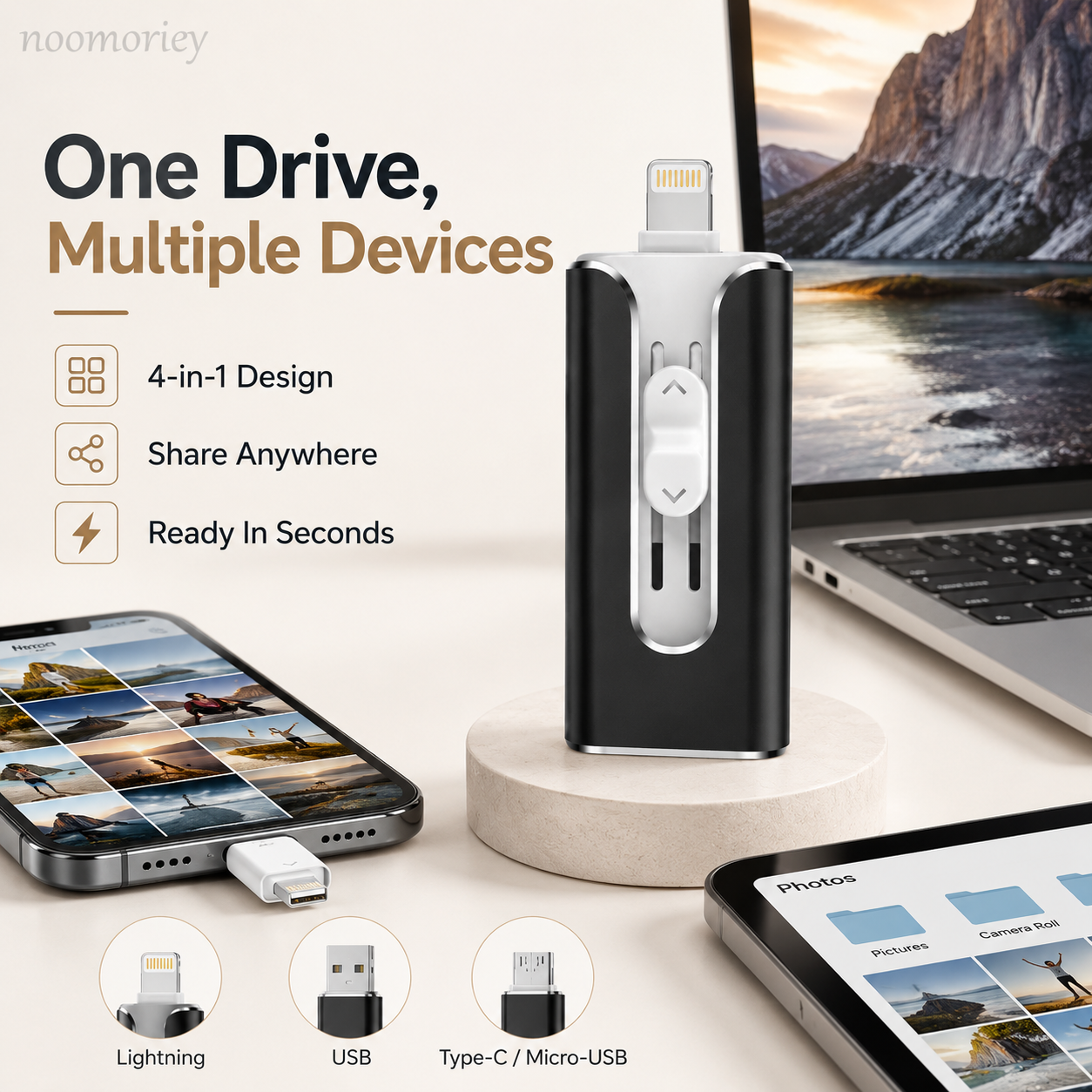 📱 50% OFF 4-in-1 Mobile USB Flash Drive – Back Up Photos & Free Up Space