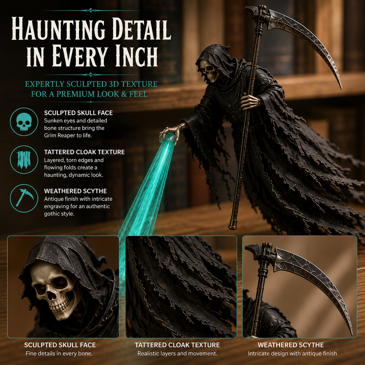 🔥☠️The Soul Collector — Haunted Reaper Shelf Light👻