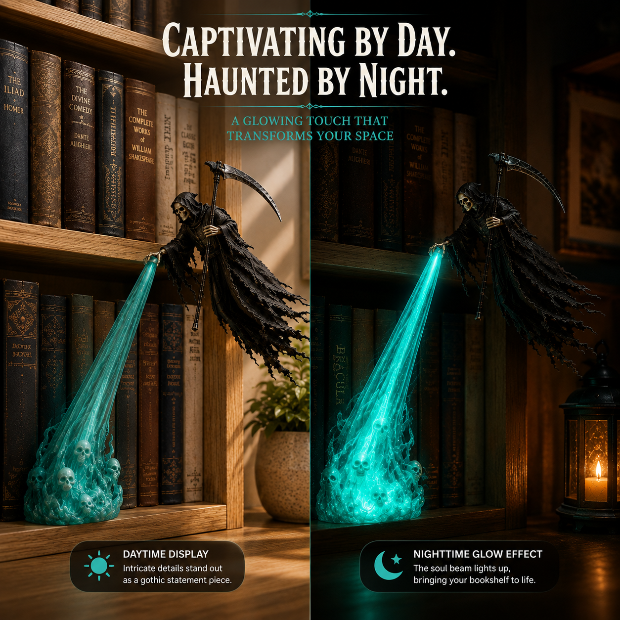 🔥☠️The Soul Collector — Haunted Reaper Shelf Light👻