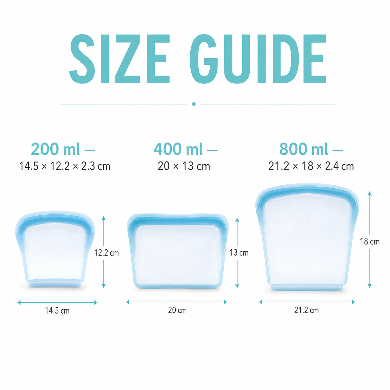 🥨 Reusable Silicone Food Bags – 3-Piece Flat Set