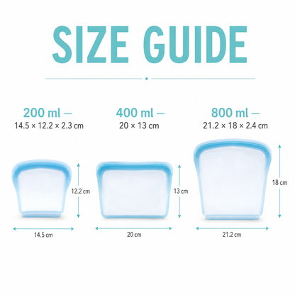 🥨 Reusable Silicone Food Bags – 3-Piece Flat Set