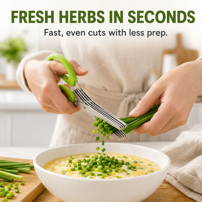 Stainless Steel 5 Blades Scallion Cutter Scissors