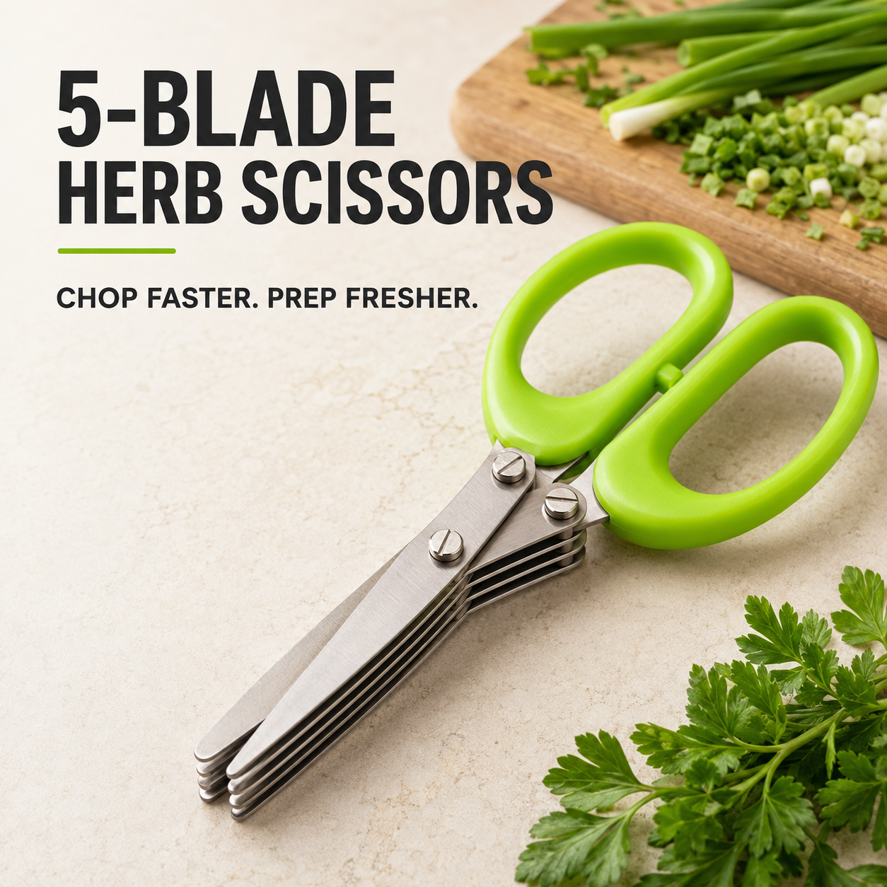 Stainless Steel 5 Blades Scallion Cutter Scissors