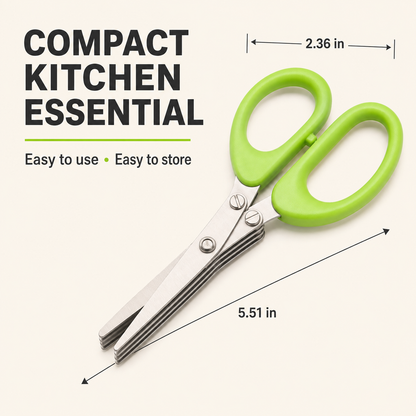 Stainless Steel 5 Blades Scallion Cutter Scissors