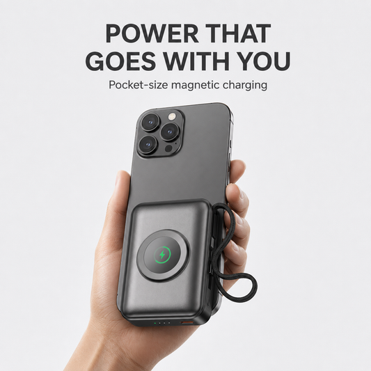 5000mAh 3-in-1 Magnetic Wireless Power Bank – Fast Charging for iPhone, Apple Watch & AirPods