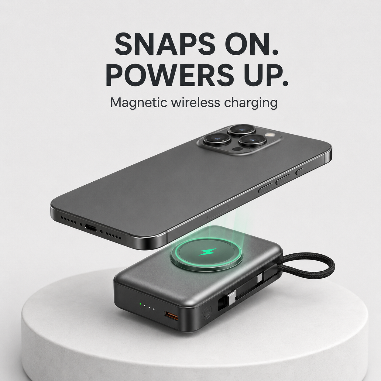 5000mAh 3-in-1 Magnetic Wireless Power Bank – Fast Charging for iPhone, Apple Watch & AirPods