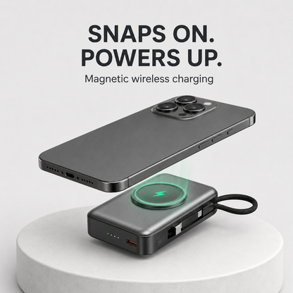 5000mAh 3-in-1 Magnetic Wireless Power Bank – Fast Charging for iPhone, Apple Watch & AirPods