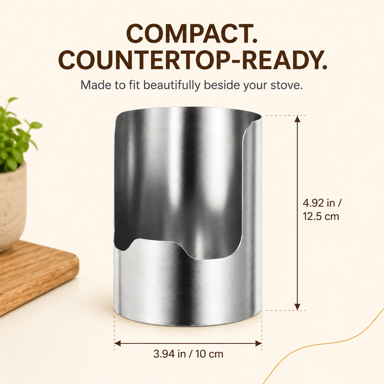 Stainless Steel Kitchen Utensil Holder – Rust-Resistant Countertop Organizer for Spoons, Spatulas & Cooking Tools