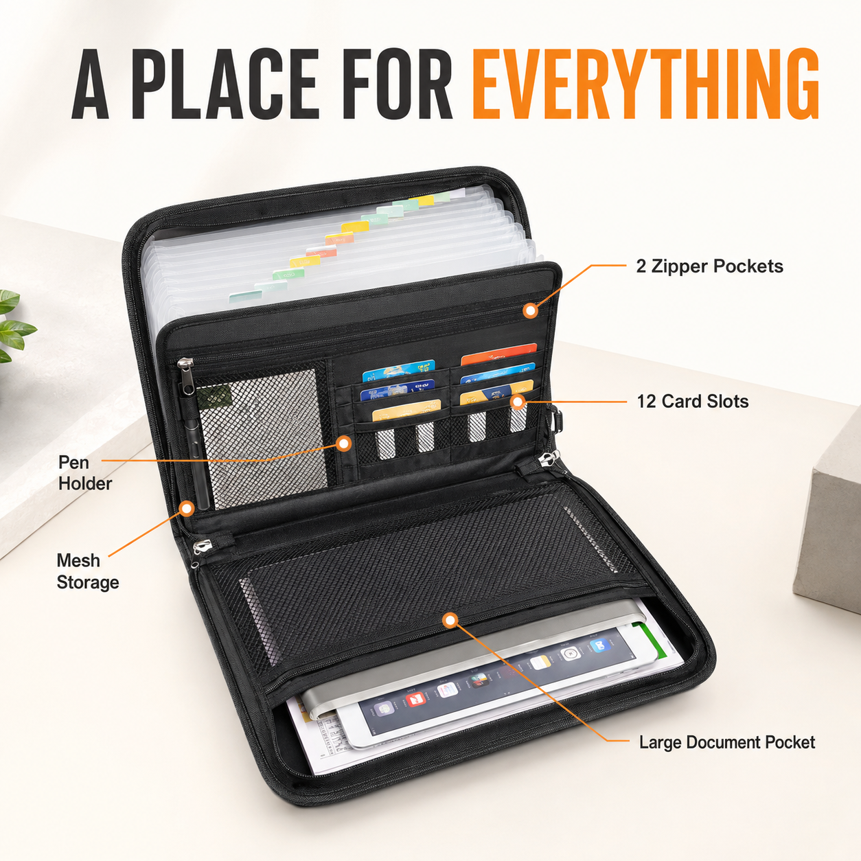 13-Pocket Fireproof & Waterproof Expanding File Organizer with Handle – Large Capacity Accordion Document Folder
