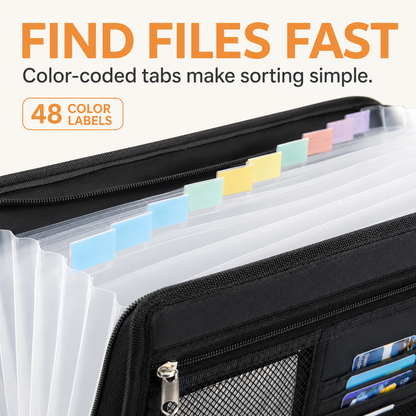 13-Pocket Fireproof & Waterproof Expanding File Organizer with Handle – Large Capacity Accordion Document Folder