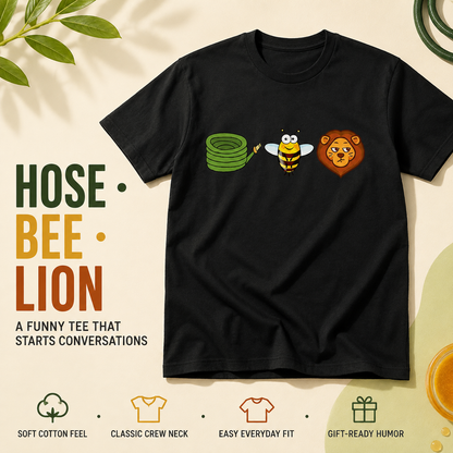 Hose Bee Lion Mens T Shirts Cotton Short Sleeve T-Shirt Crew Neck Tees Casual Shirt
