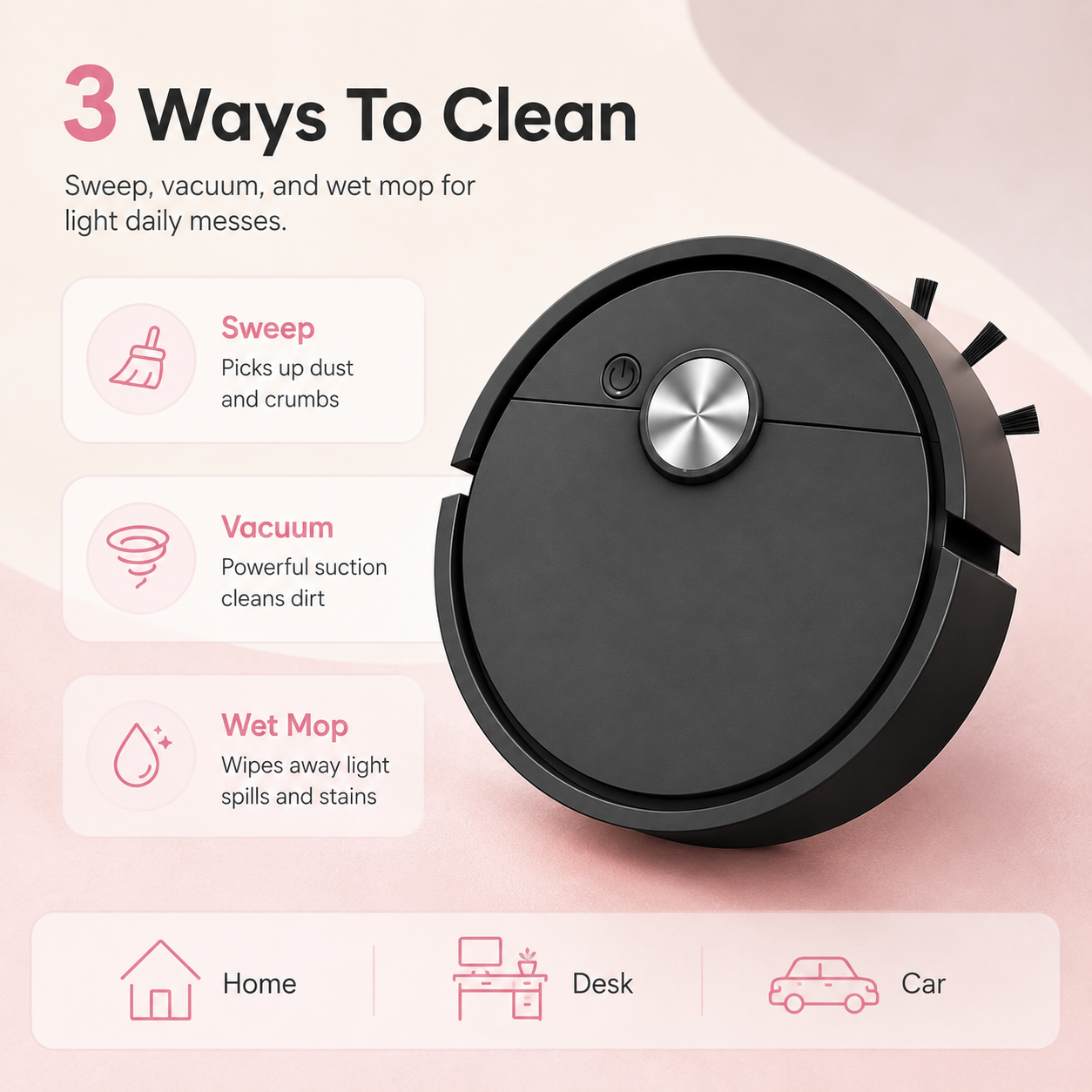 🤖 Mini Robot Vacuum – Tiny Cleaner, Tidy Anywhere