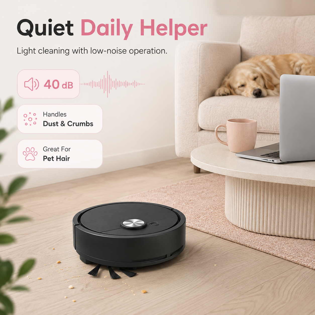 🤖 Mini Robot Vacuum – Tiny Cleaner, Tidy Anywhere