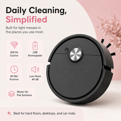 🤖 Mini Robot Vacuum – Tiny Cleaner, Tidy Anywhere