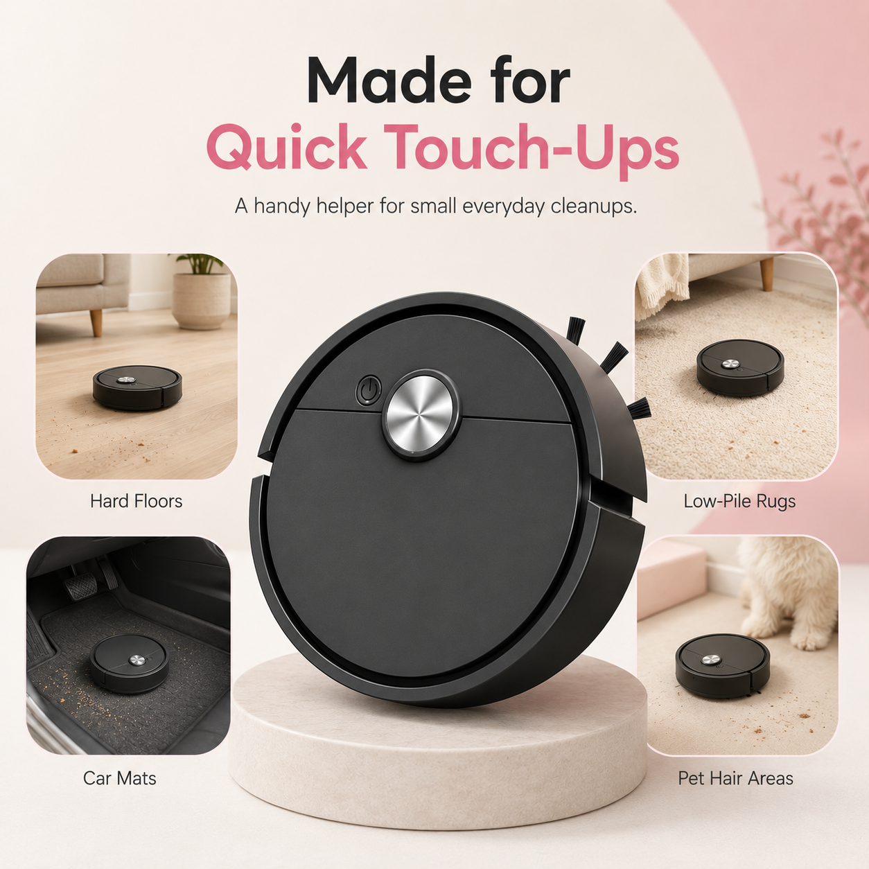🤖 Mini Robot Vacuum – Tiny Cleaner, Tidy Anywhere