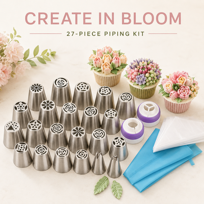 🧁 27-Piece Piping Kit – Create in Bloom