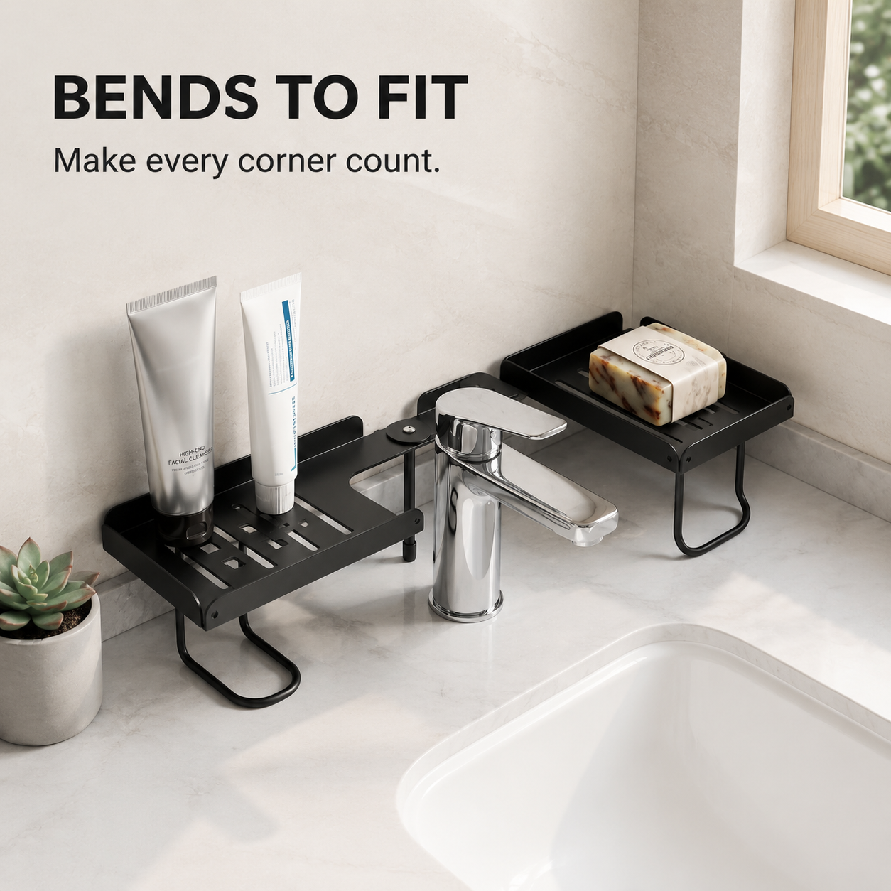 Adjustable Faucet Shelf – No-Drill Sink Organizer & Storage Rack