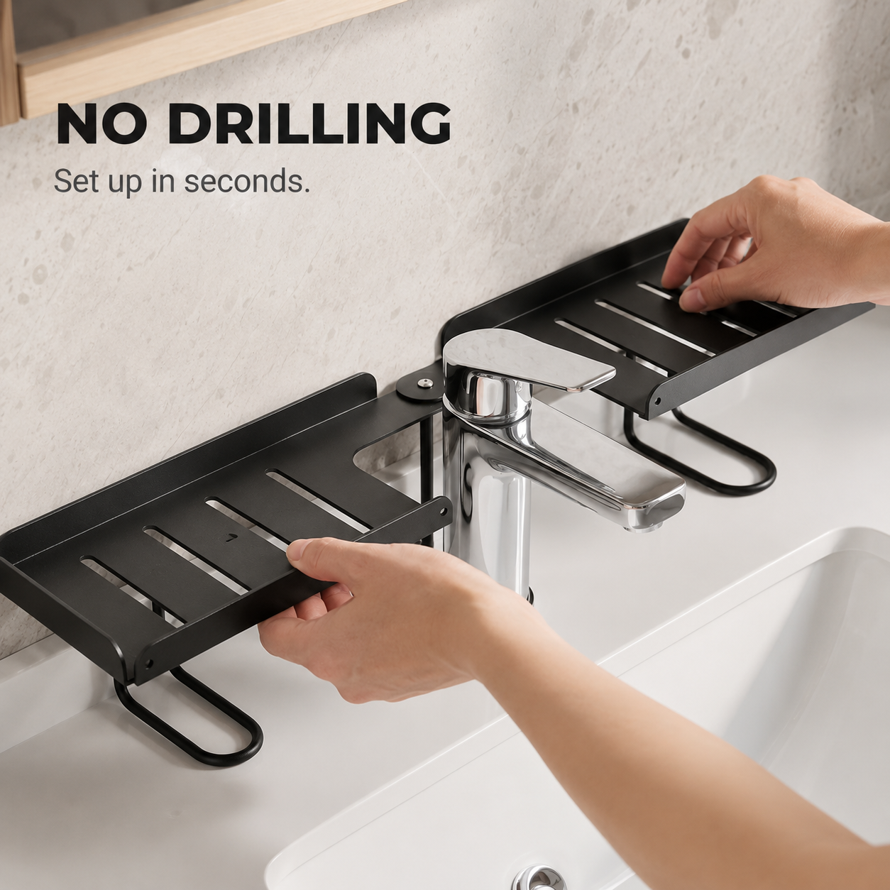 Adjustable Faucet Shelf – No-Drill Sink Organizer & Storage Rack