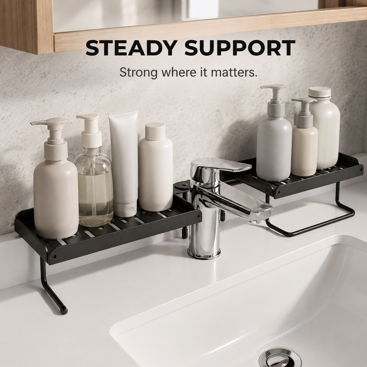 Adjustable Faucet Shelf – No-Drill Sink Organizer & Storage Rack