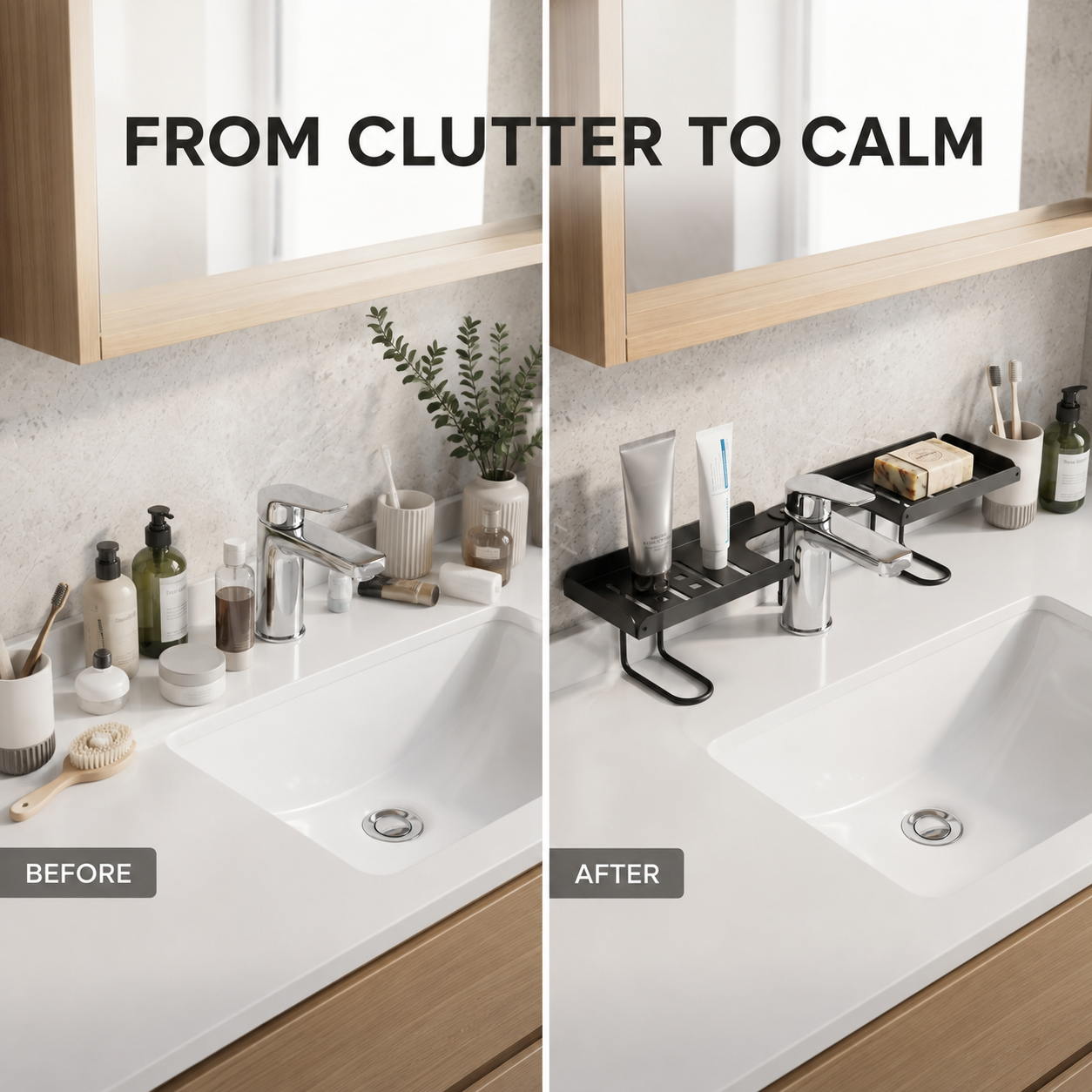 Adjustable Faucet Shelf – No-Drill Sink Organizer & Storage Rack