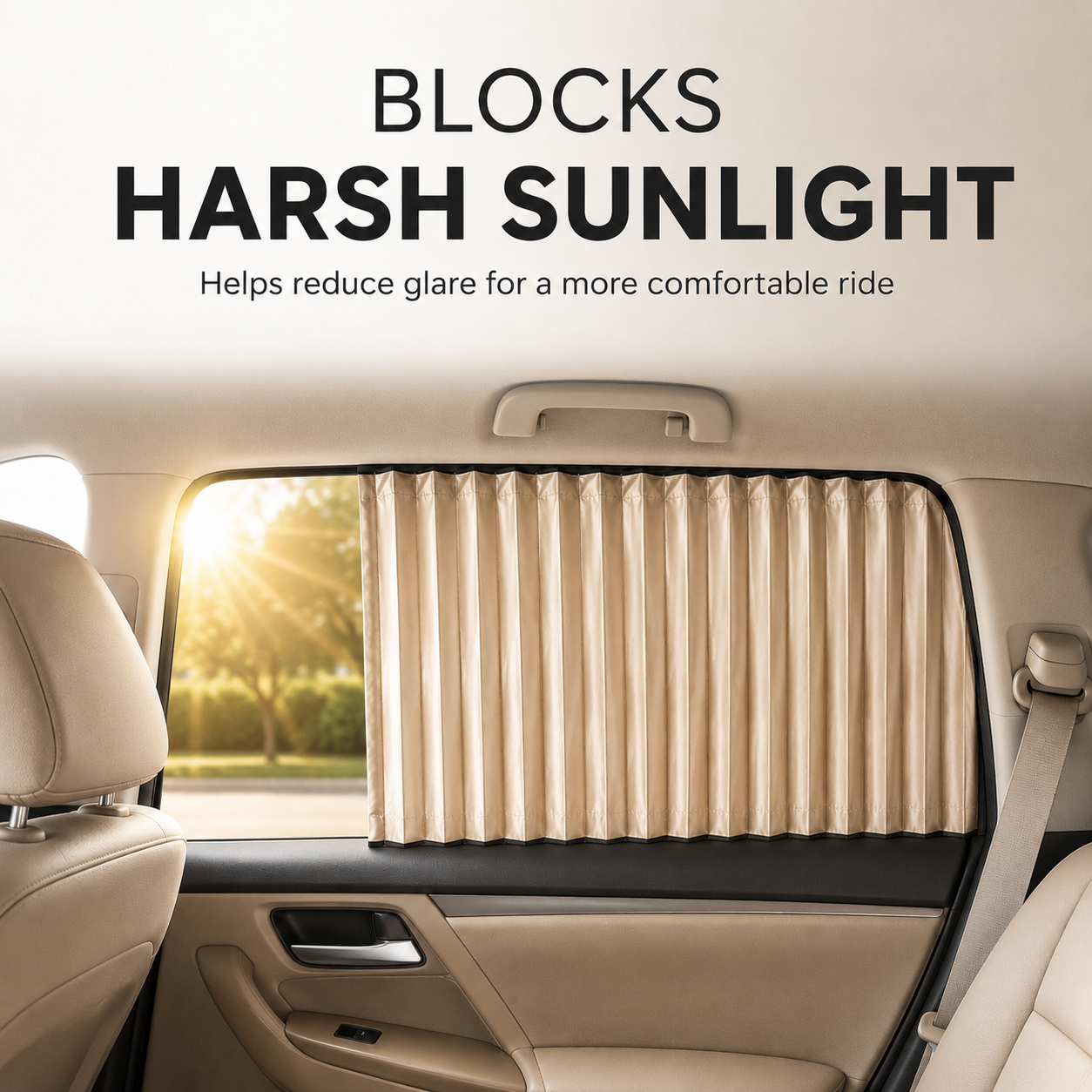 4 Pcs Beige Magnetic Car Side Window Sun Shades, Privacy & UV Protection