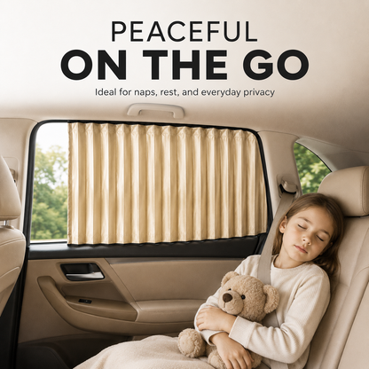 4 Pcs Beige Magnetic Car Side Window Sun Shades, Privacy & UV Protection