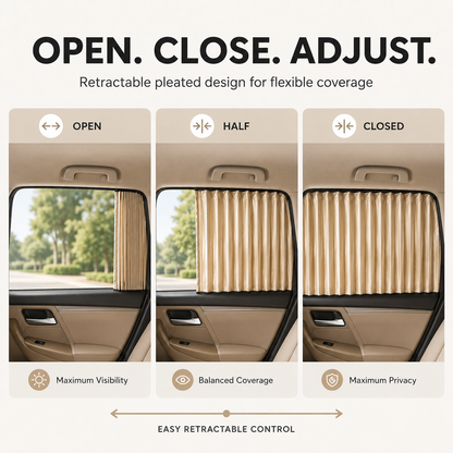 4 Pcs Beige Magnetic Car Side Window Sun Shades, Privacy & UV Protection