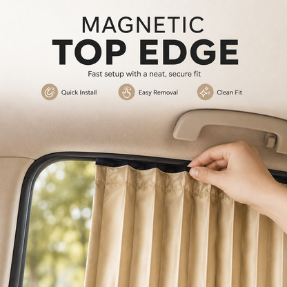 4 Pcs Beige Magnetic Car Side Window Sun Shades, Privacy & UV Protection