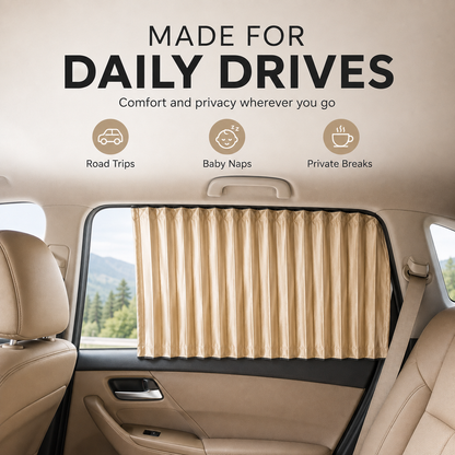 4 Pcs Beige Magnetic Car Side Window Sun Shades, Privacy & UV Protection