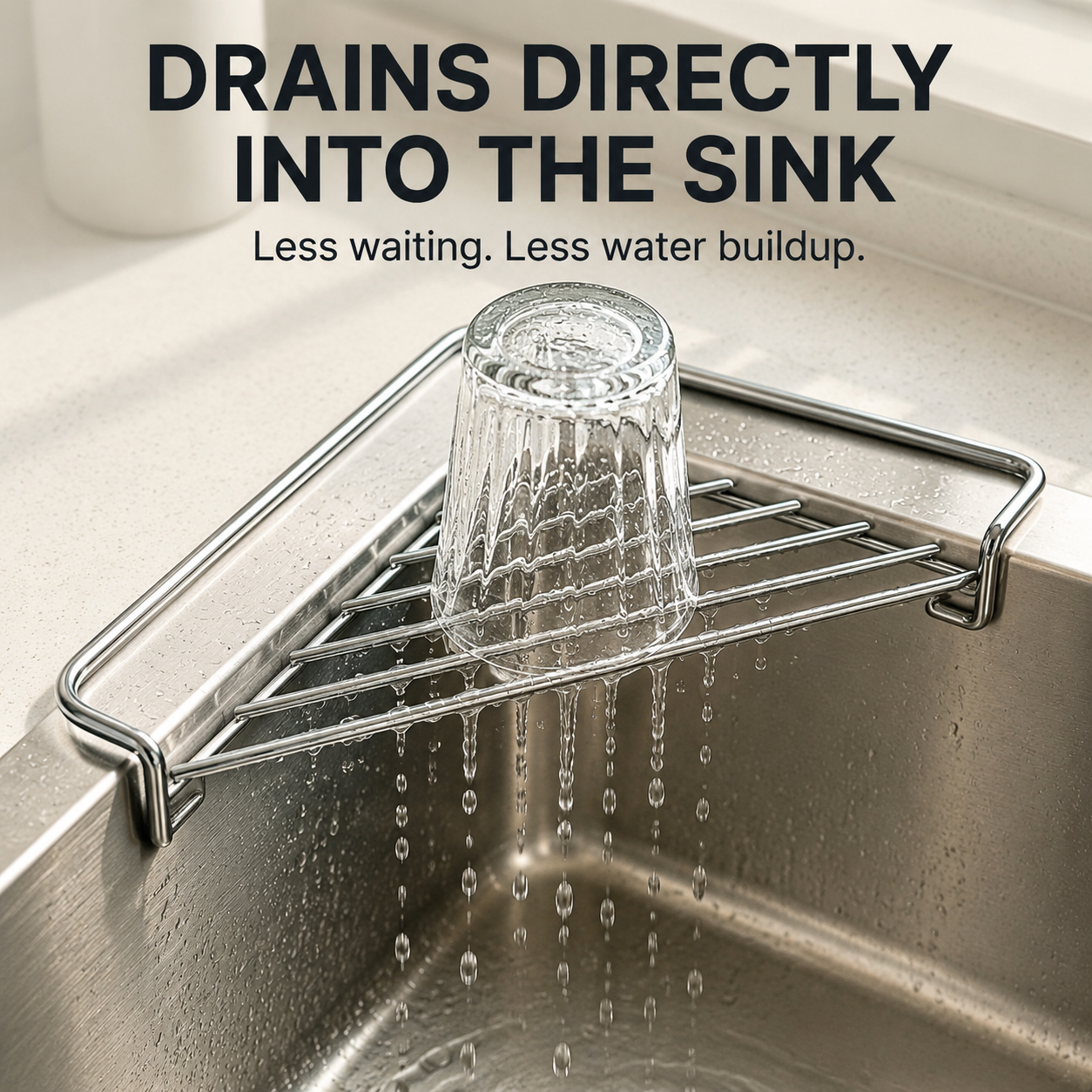 🔥 Limited-Time Deal🧽 Stainless Steel Corner Sink Shelf – Triangular Drainage Rack for Sponge, Cloth & Brush Storage