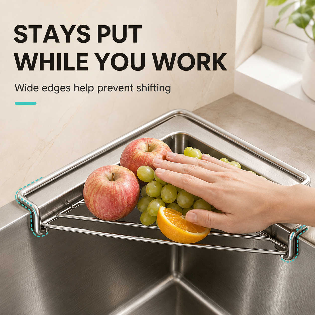 🔥 Limited-Time Deal🧽 Stainless Steel Corner Sink Shelf – Triangular Drainage Rack for Sponge, Cloth & Brush Storage