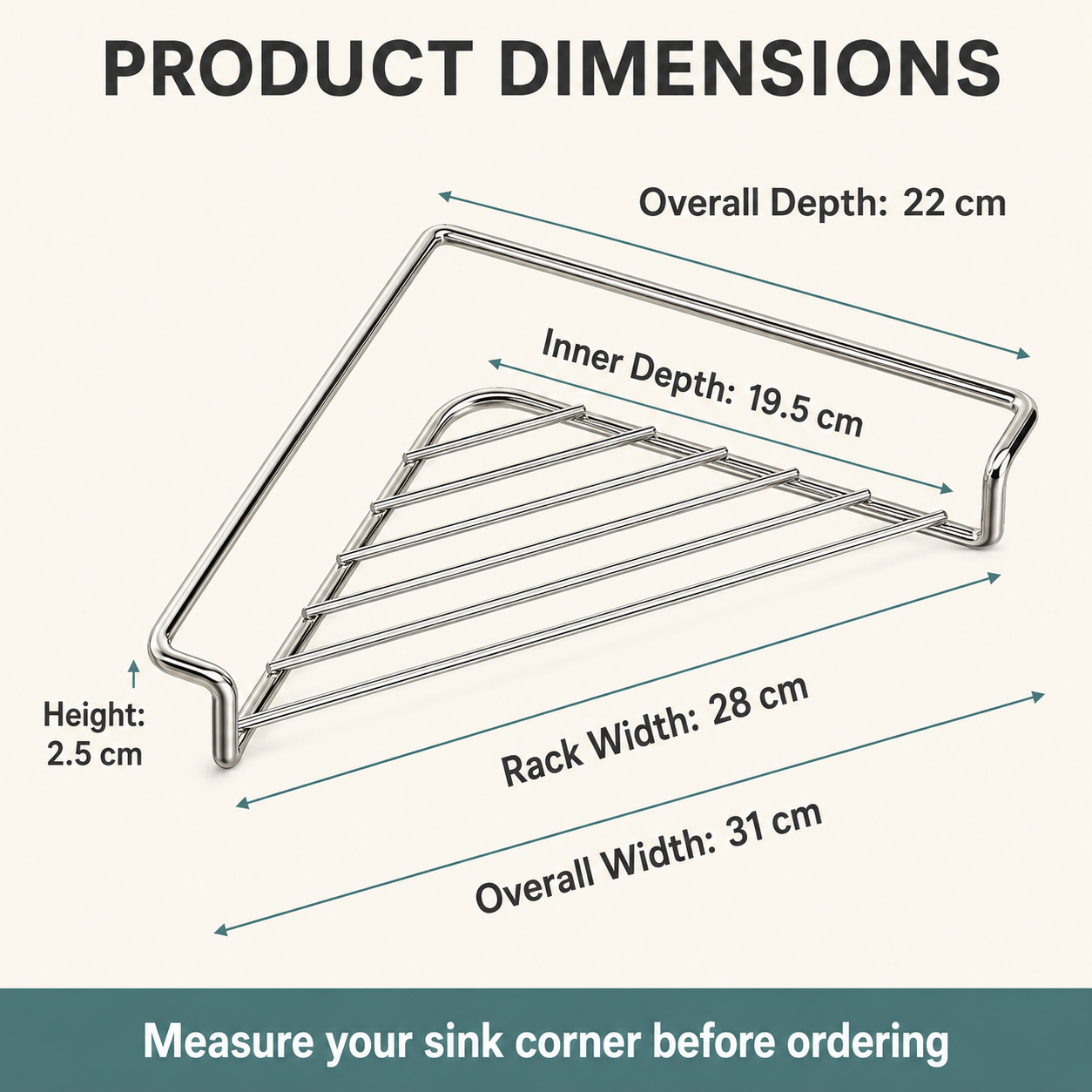 🔥 Limited-Time Deal🧽 Stainless Steel Corner Sink Shelf – Triangular Drainage Rack for Sponge, Cloth & Brush Storage
