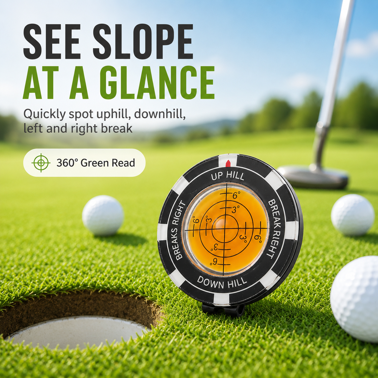 Portable Golf Green Reader & Ball Marker – High-Precision Putting Alignment Tool for Accurate Green Reading