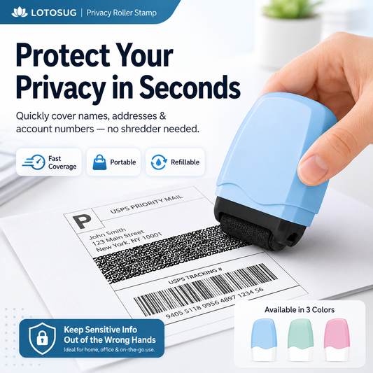 Identity Theft Protection Roller Stamp – Privacy Guard for Hiding Personal Information, Security Ink Roller for Mail, Documents & Labels