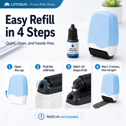 Identity Theft Protection Roller Stamp – Privacy Guard for Hiding Personal Information, Security Ink Roller for Mail, Documents & Labels